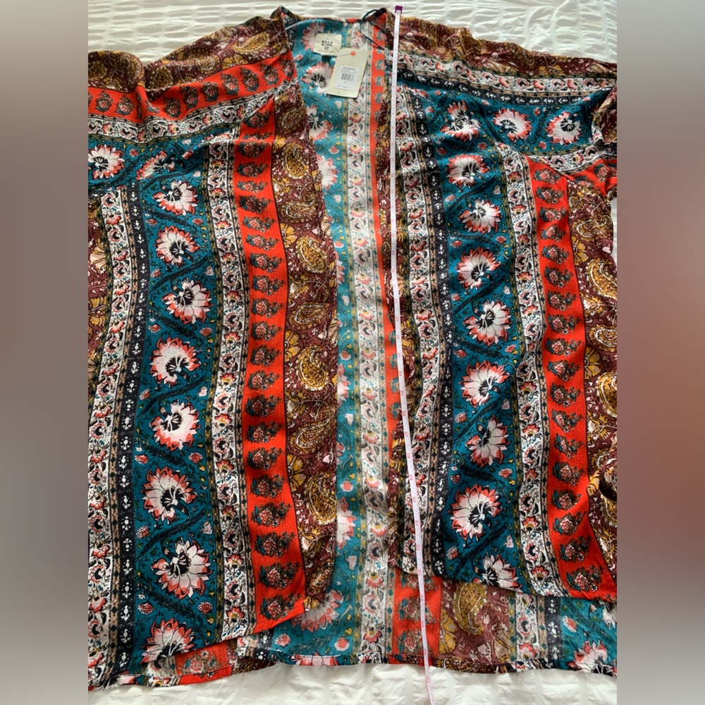 NWT Billabong Floral Teal and Coral Kimono - Picture 14 of 16